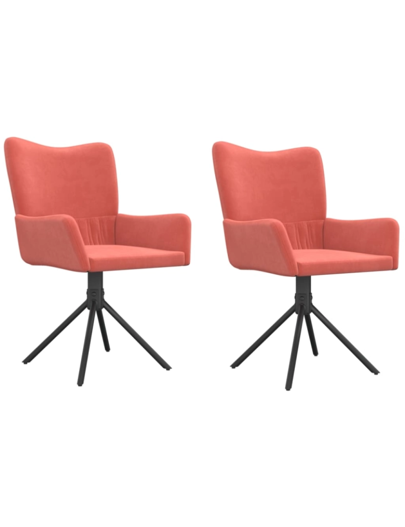 imagem de vidaXL Cadeiras de jantar giratórias 2 pcs veludo rosa1