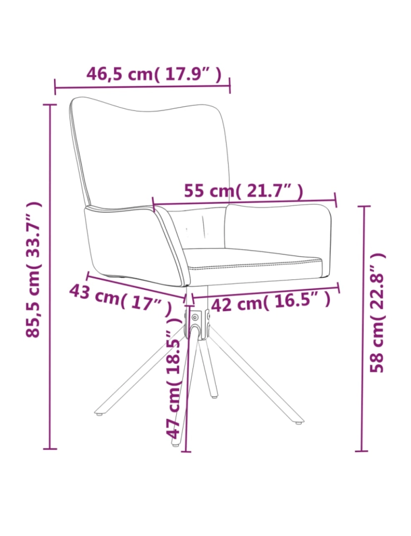 imagem de vidaXL Cadeiras de jantar giratórias 2 pcs veludo rosa11