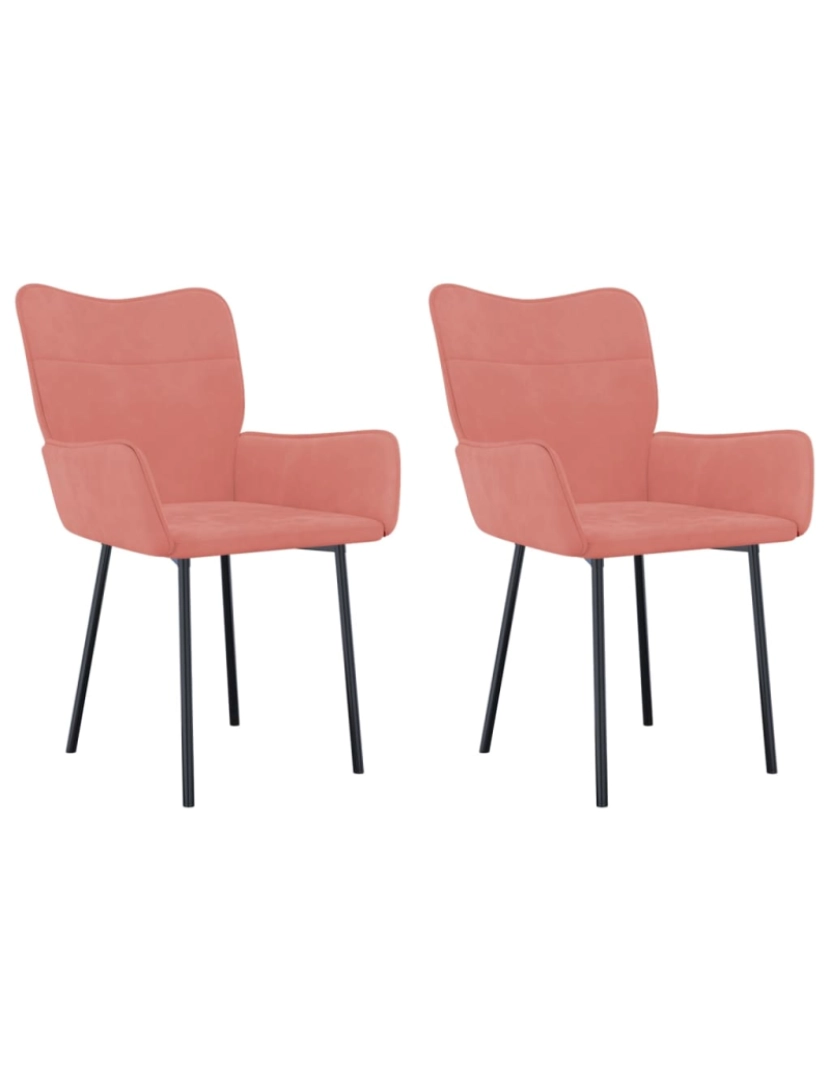 imagem de vidaXL Cadeiras de jantar 2 pcs veludo rosa1