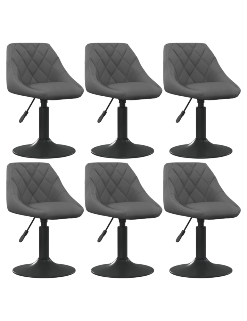 imagem de vidaXL Cadeiras de jantar giratórias 6 pcs veludo cinzento-escuro1