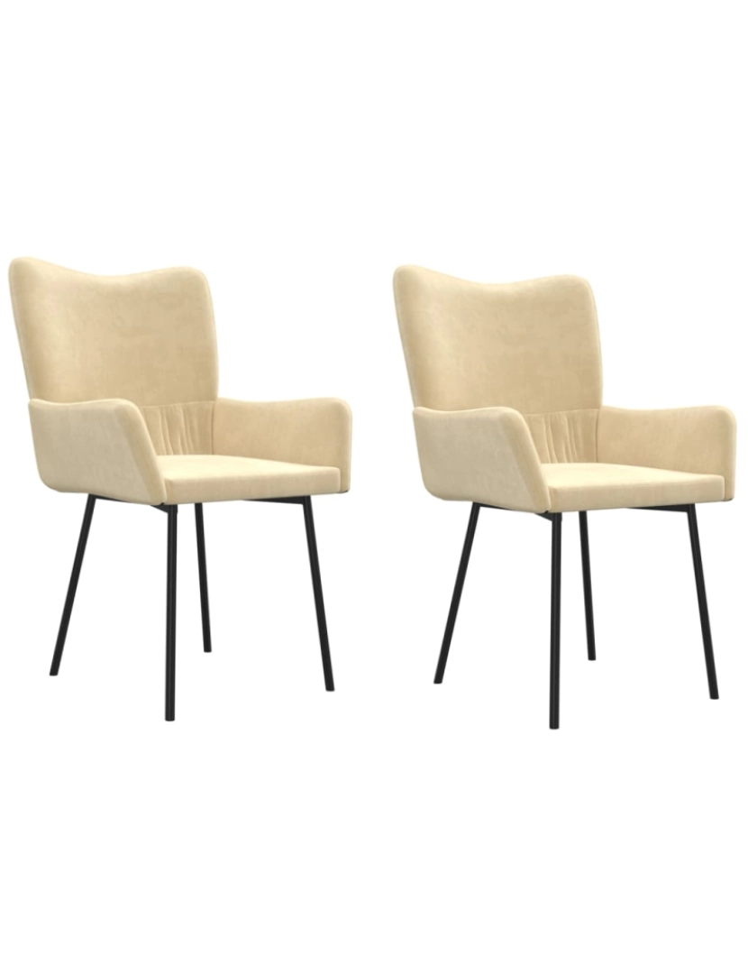 imagem de vidaXL Cadeiras de jantar 2 pcs veludo cor creme1