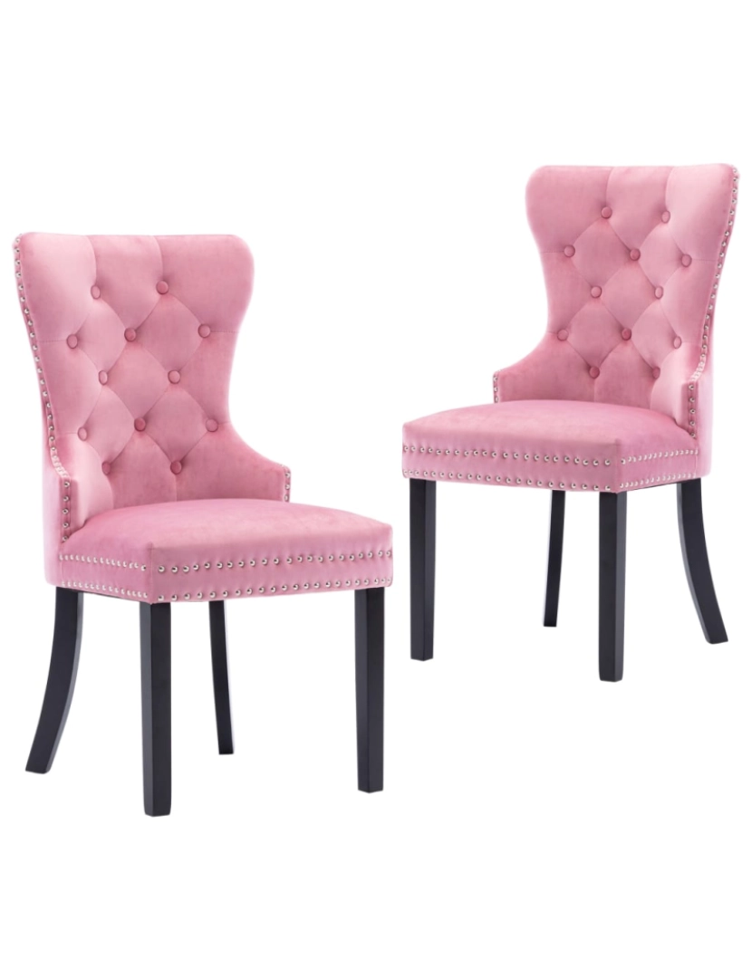 imagem de vidaXL Cadeiras de jantar 2 pcs veludo rosa1