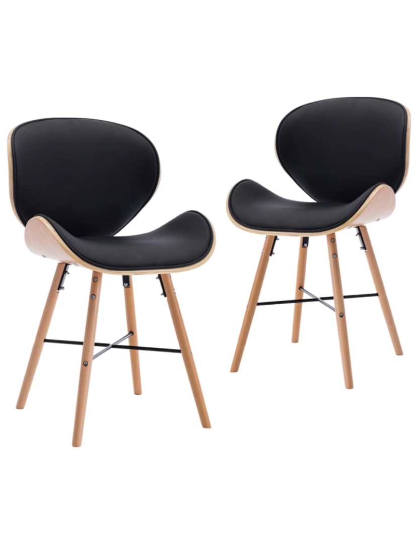 Vidaxl - vidaXL Cadeiras de jantar 2 pcs couro artificial preto madeira curvada