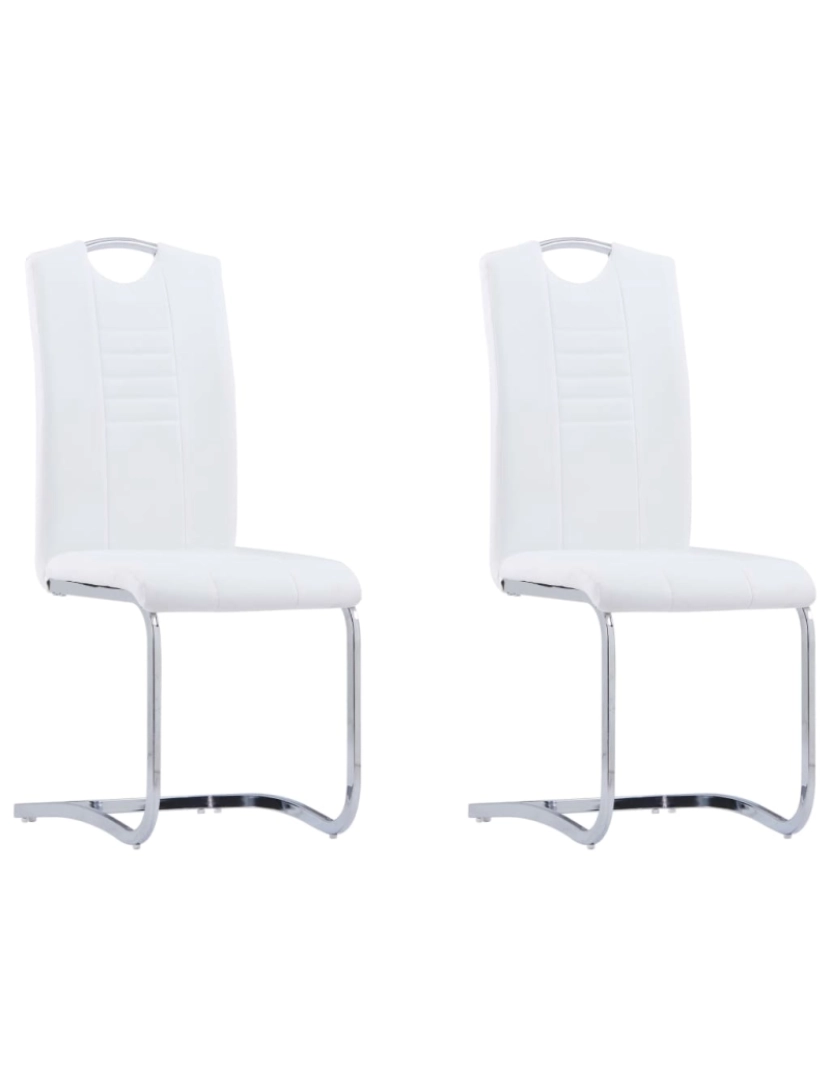 Vidaxl - vidaXL Cadeiras de jantar cantilever 2 pcs couro artificial branco