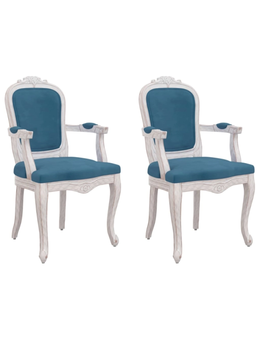 imagem de vidaXL Cadeiras de jantar 2 pcs 62x59,5x100,5 cm veludo azul1