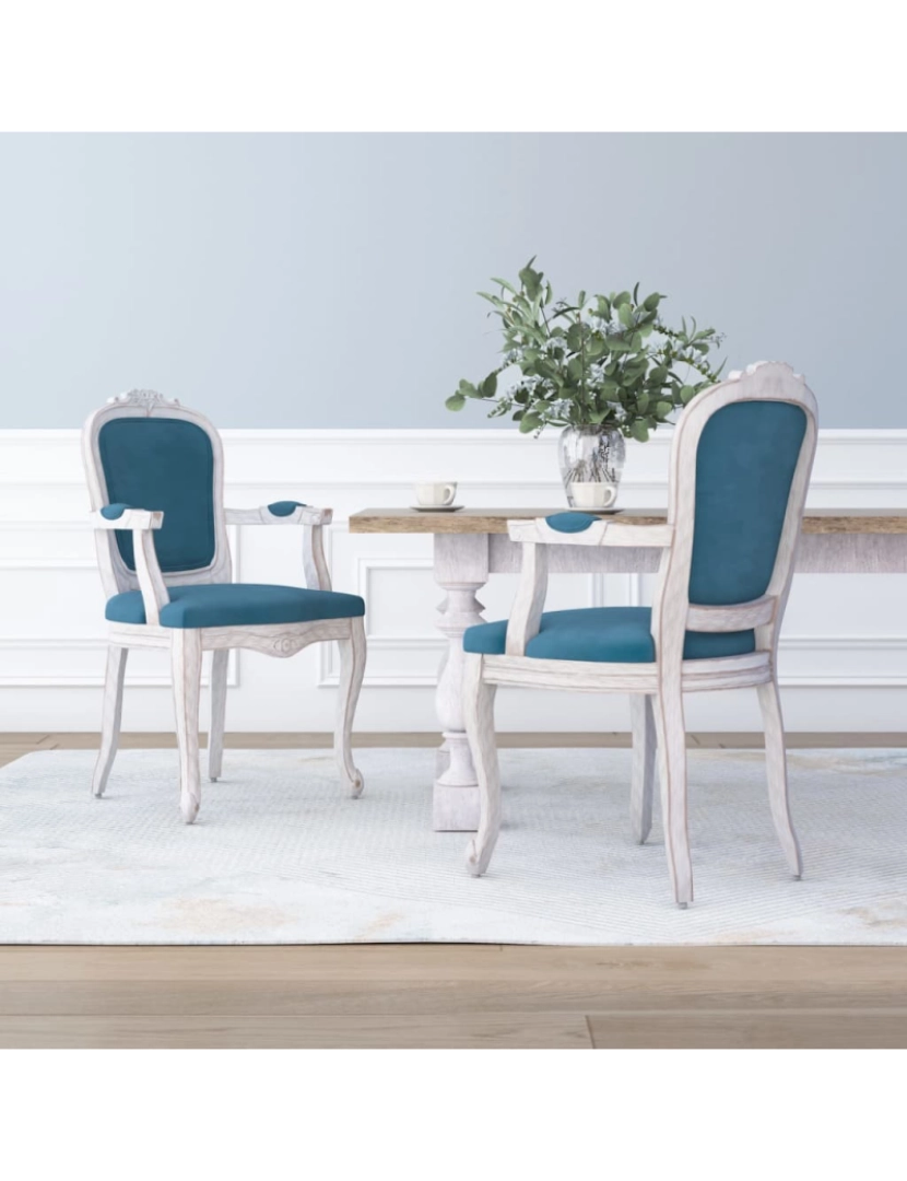 imagem de vidaXL Cadeiras de jantar 2 pcs 62x59,5x100,5 cm veludo azul2
