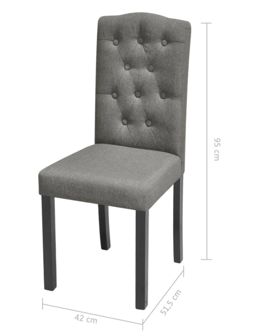 imagem de vidaXL Cadeiras de jantar 2 pcs tecido cinzento8