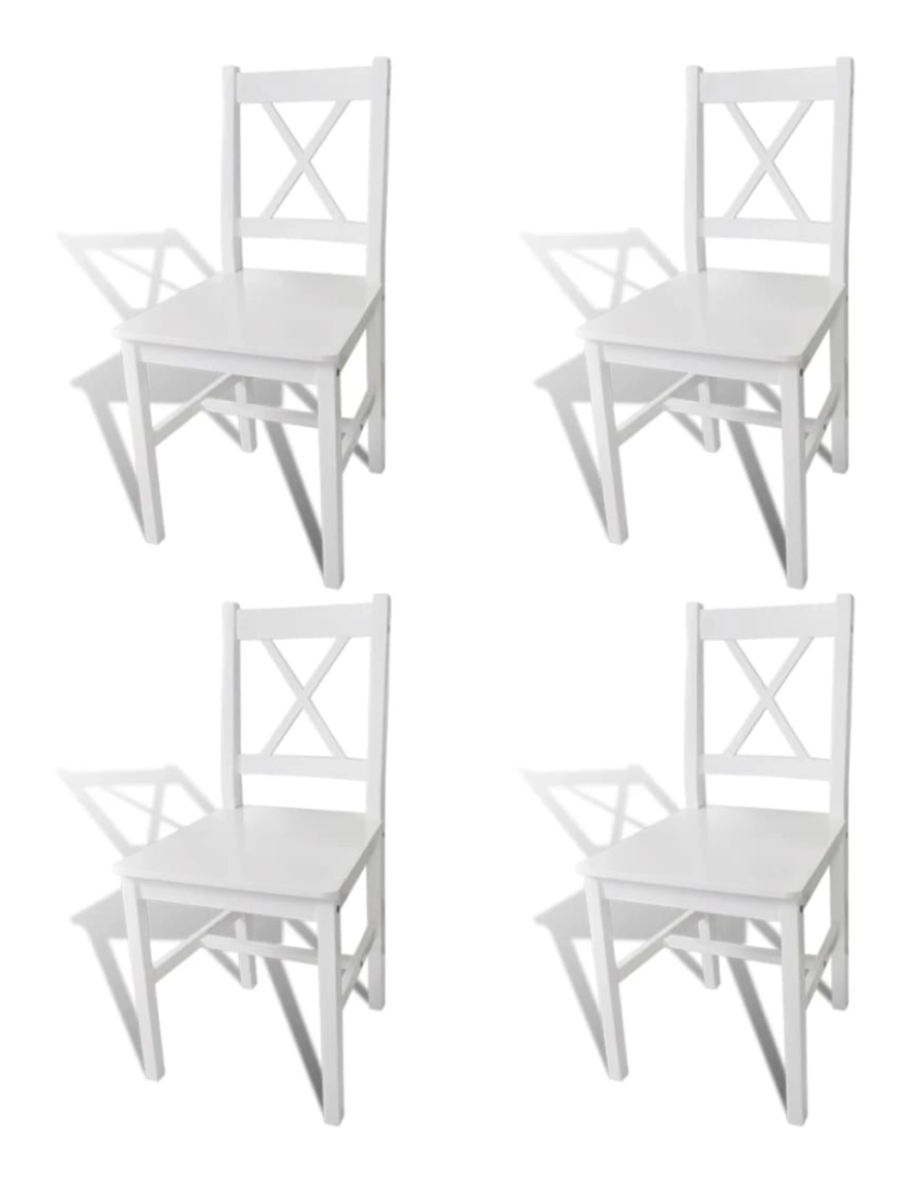 imagem de vidaXL Cadeiras de jantar 4 pcs madeira de pinho branco1