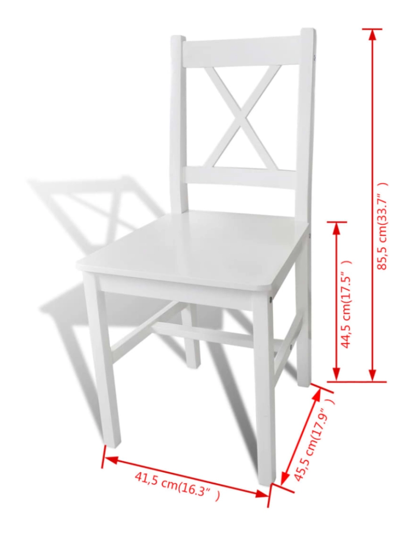 imagem de vidaXL Cadeiras de jantar 4 pcs madeira de pinho branco6