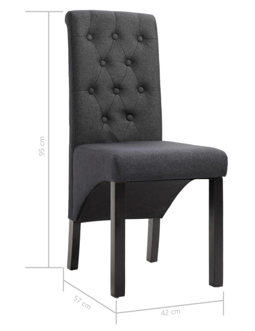 imagem de vidaXL Cadeiras de jantar 2 pcs tecido cinzento-escuro9