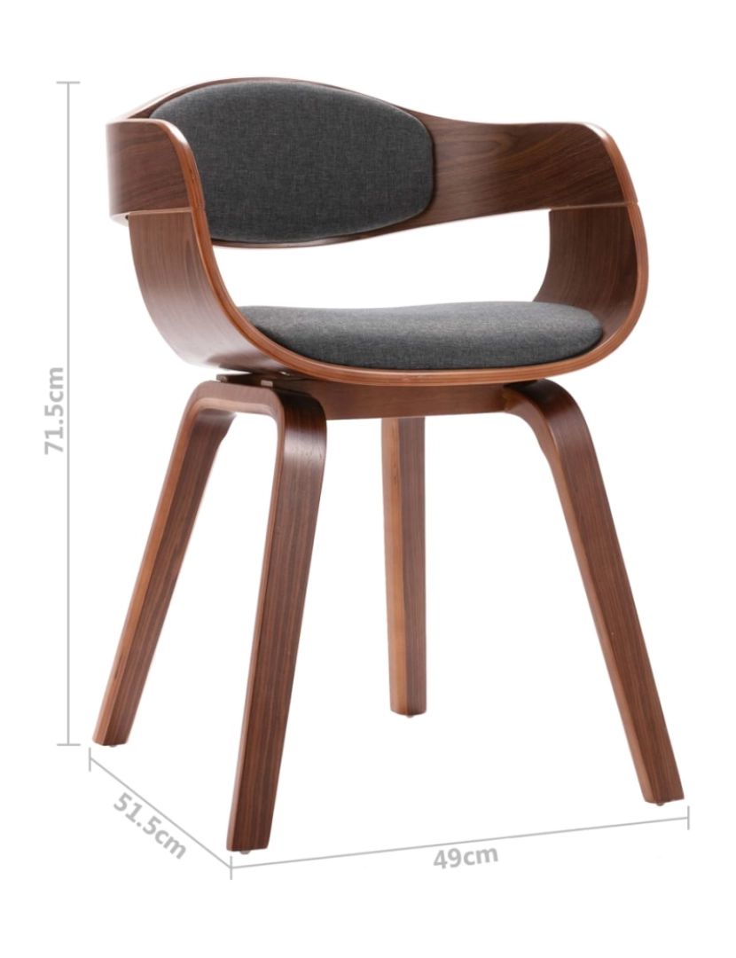 imagem de vidaXL Cadeiras de jantar 2 pcs madeira curvada e tecido cinzento10