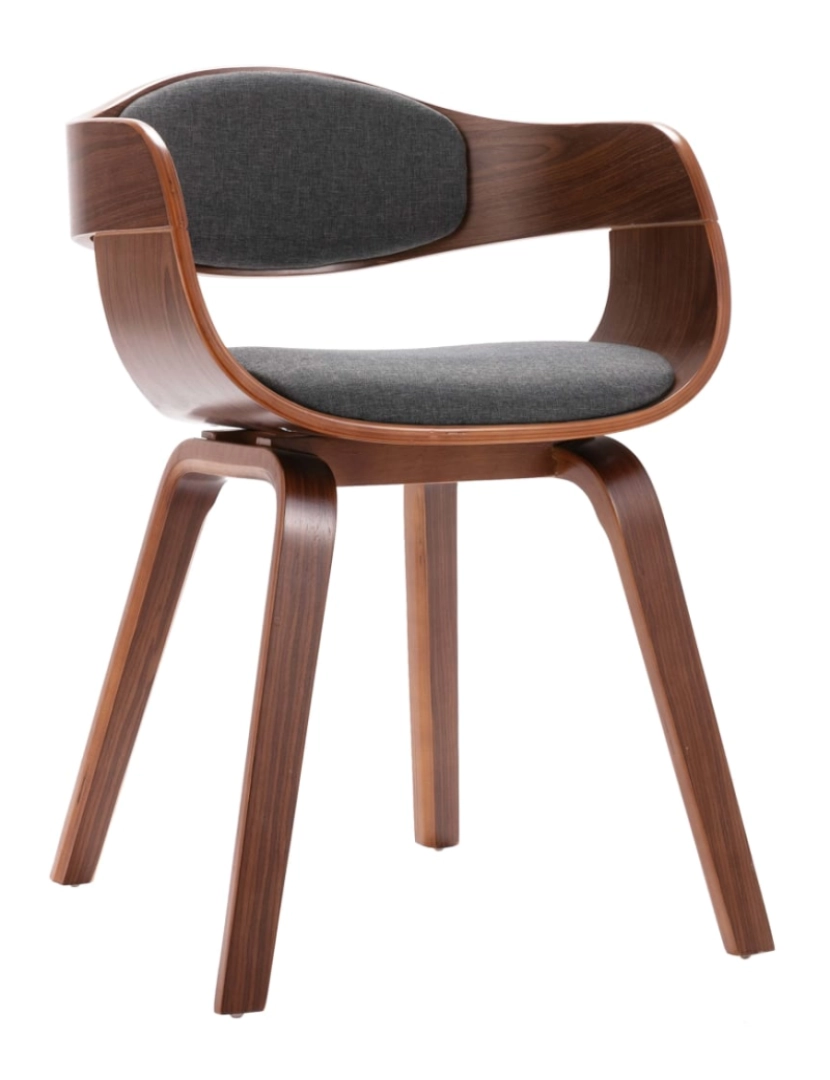 imagem de vidaXL Cadeiras de jantar 2 pcs madeira curvada e tecido cinzento4