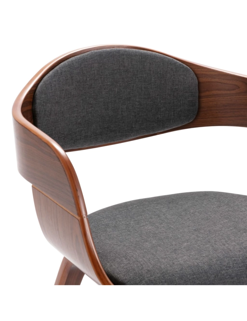 imagem de vidaXL Cadeiras de jantar 2 pcs madeira curvada e tecido cinzento8