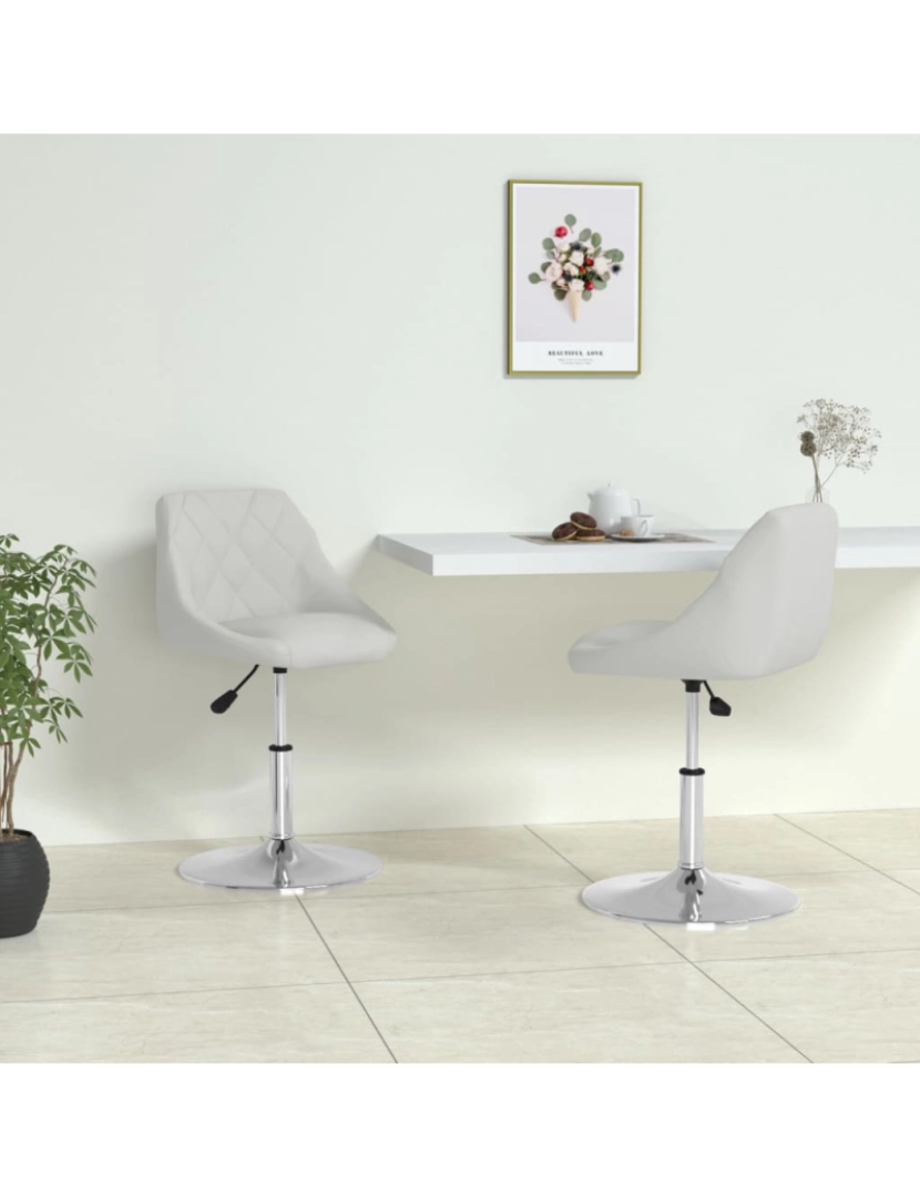 imagem de vidaXL Cadeiras de jantar 2 pcs couro artificial branco2