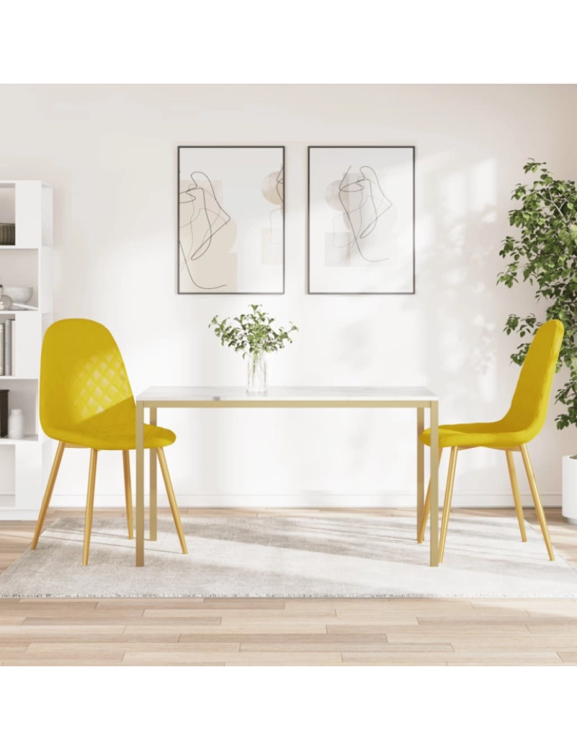 imagem de vidaXL Cadeiras de jantar 2 pcs veludo amarelo mostarda2