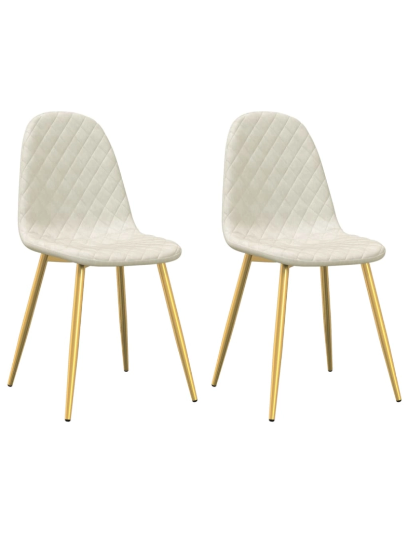 imagem de vidaXL Cadeiras de jantar 2 pcs veludo branco nata1