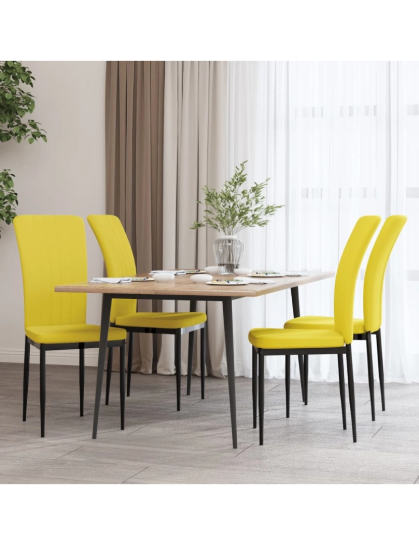 imagem de vidaXL Cadeiras de jantar 4 pcs veludo amarelo mostarda2