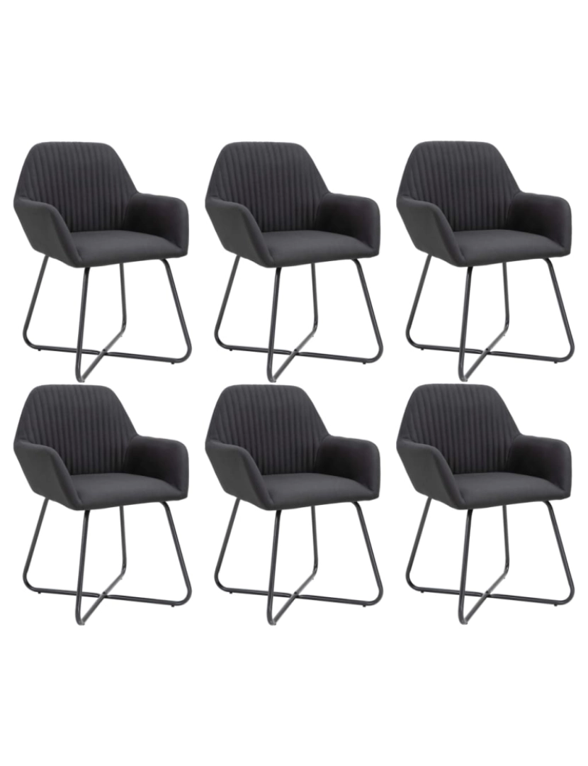 imagem de vidaXL Cadeiras de jantar 6 pcs tecido preto2