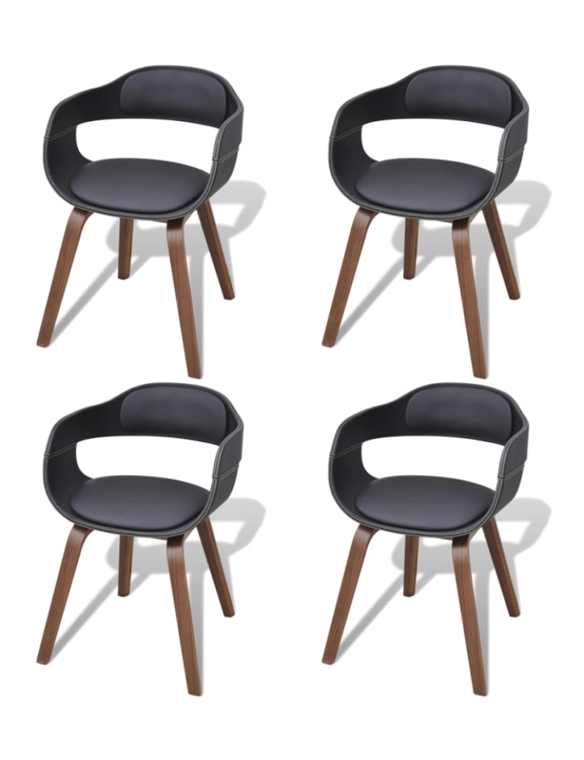Vidaxl - vidaXL Cadeiras jantar 4 pcs madeira curvada e couro artificial preto