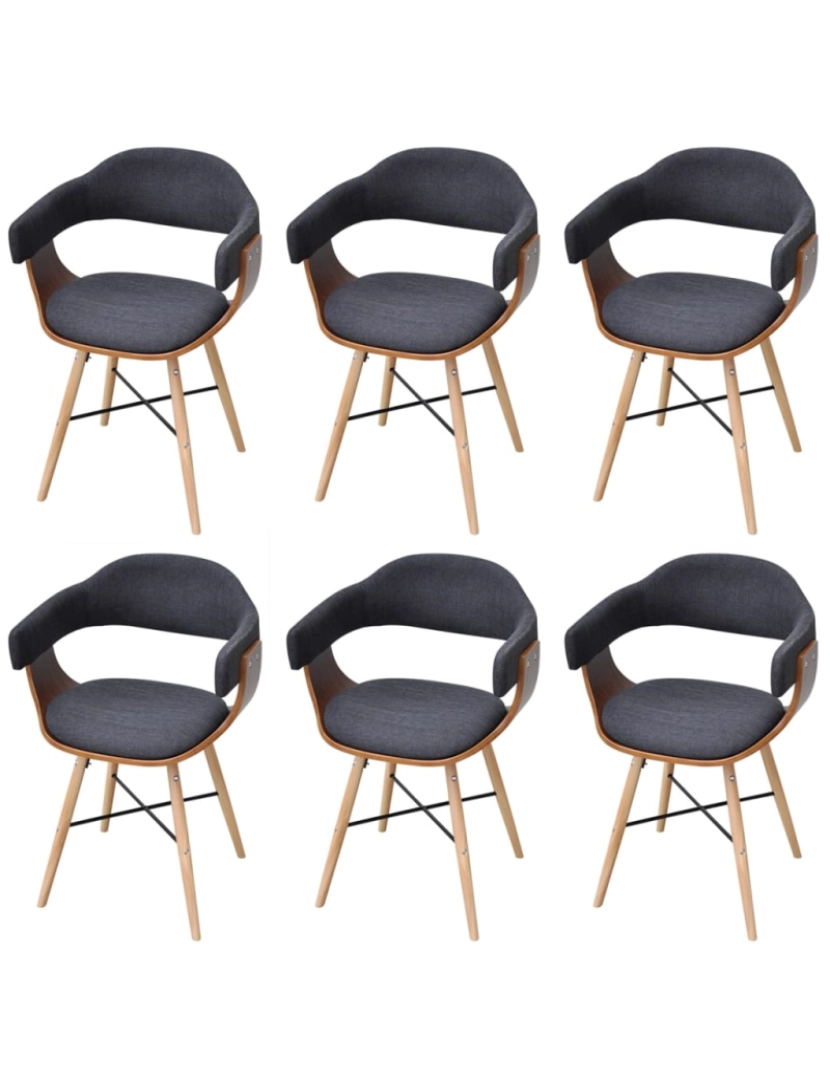 Vidaxl - vidaXL Cadeiras jantar 6 pcs madeira curvada e tecido cinzento-escuro