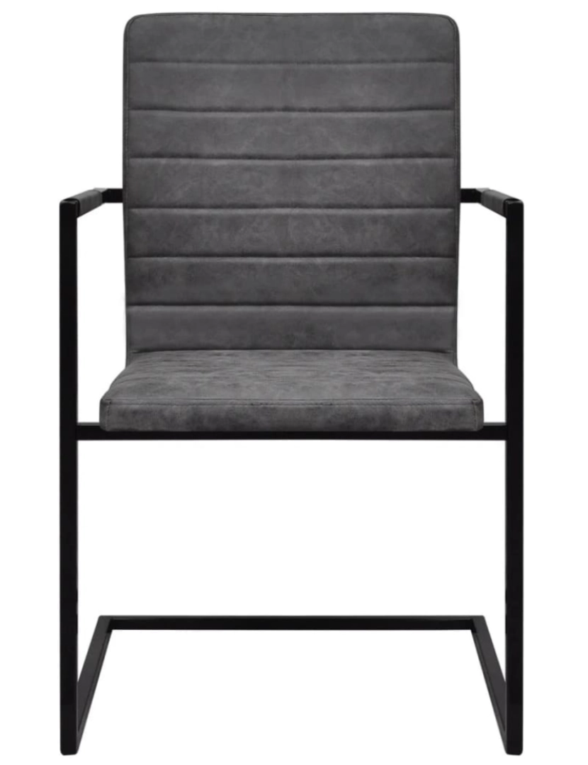 imagem de vidaXL Cadeiras de jantar cantilever 4 pcs couro artificial cinzento4