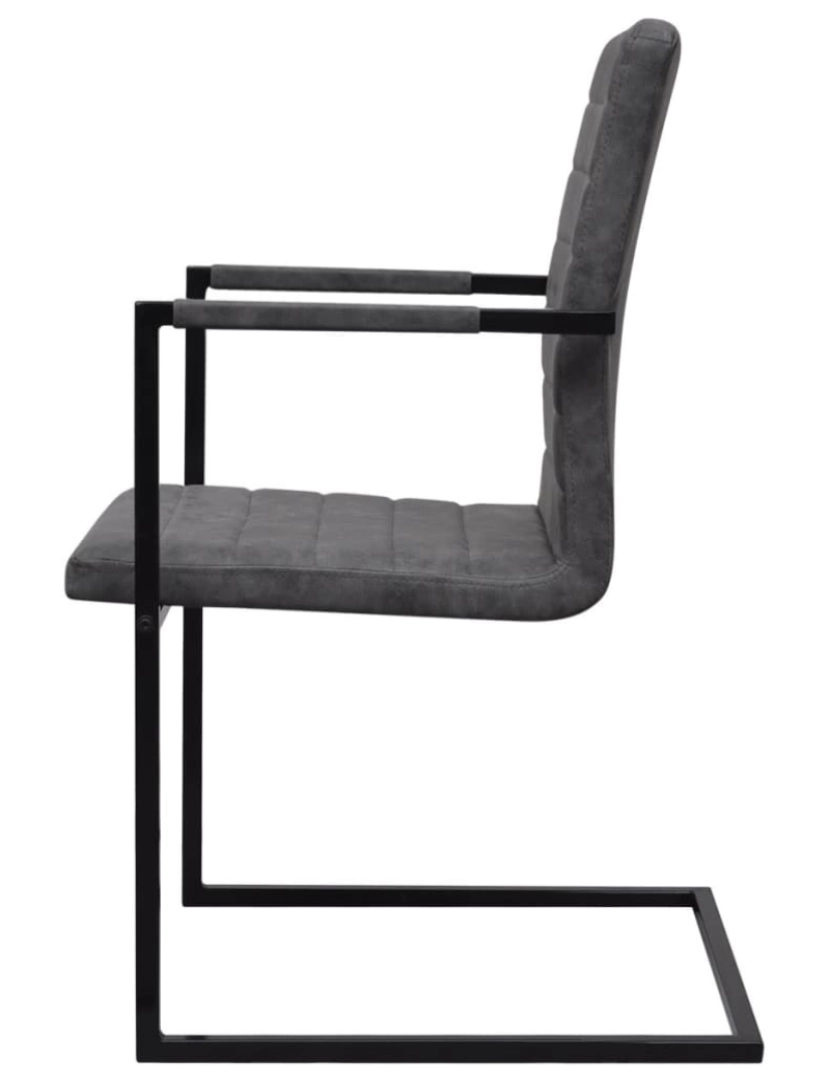 imagem de vidaXL Cadeiras de jantar cantilever 4 pcs couro artificial cinzento5