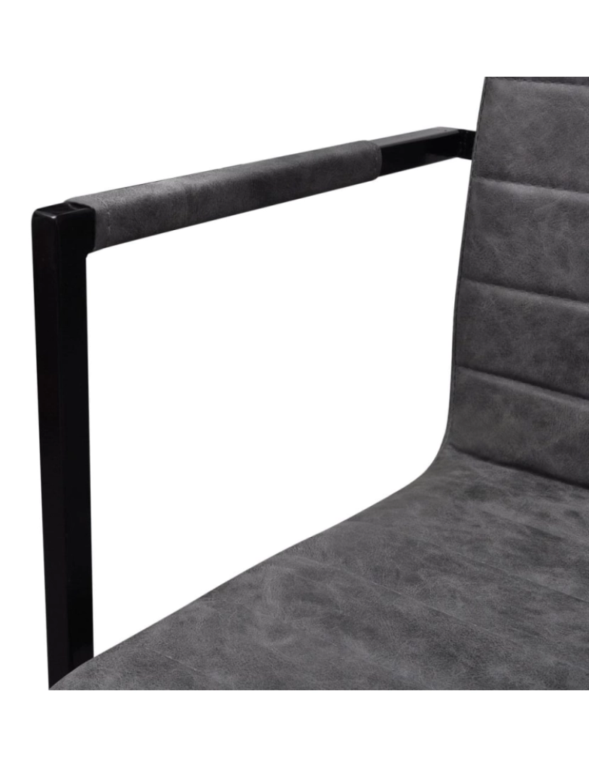 imagem de vidaXL Cadeiras de jantar cantilever 4 pcs couro artificial cinzento6