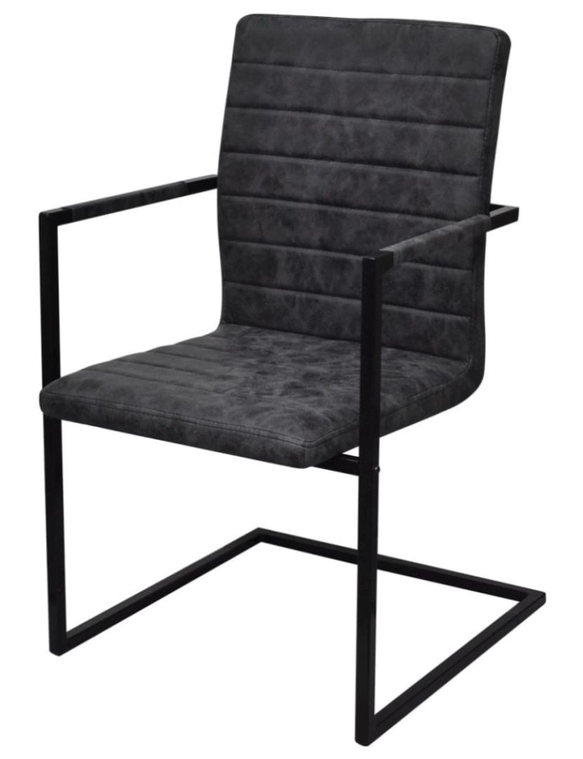 imagem de vidaXL Cadeiras de jantar cantilever 4 pcs couro artificial preto3