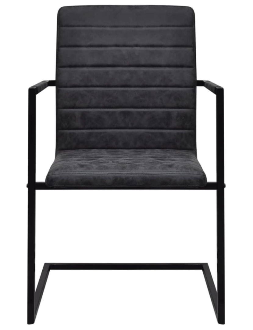 imagem de vidaXL Cadeiras de jantar cantilever 4 pcs couro artificial preto4