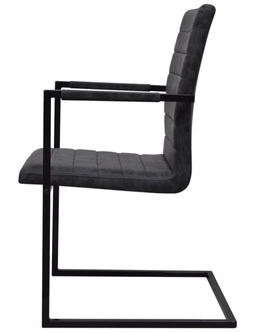 imagem de vidaXL Cadeiras de jantar cantilever 4 pcs couro artificial preto5