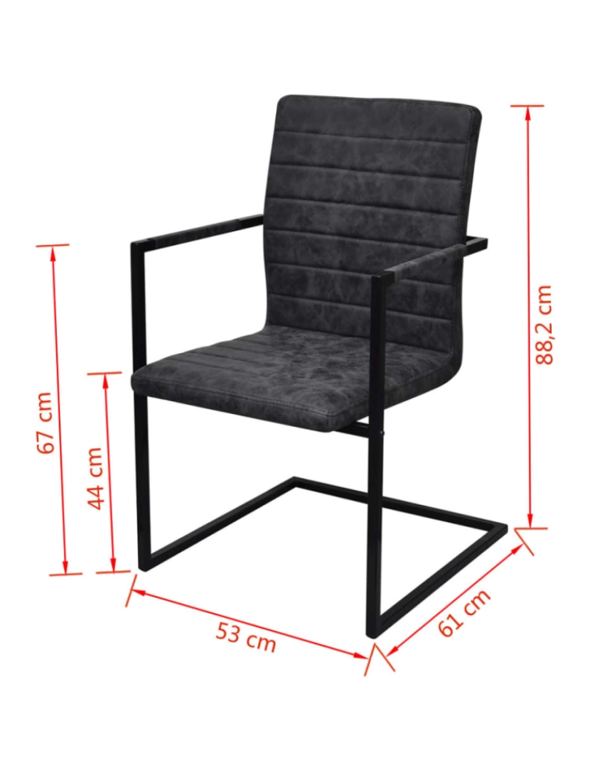 imagem de vidaXL Cadeiras de jantar cantilever 4 pcs couro artificial preto9