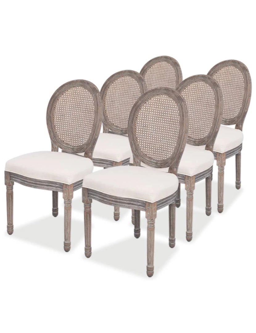 imagem de vidaXL Cadeiras de jantar 6 pcs tecido cor creme1