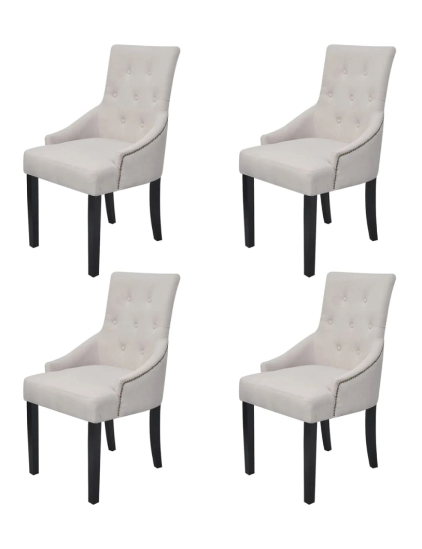 imagem de vidaXL Cadeiras de jantar 4 pcs tecido cinzento creme1