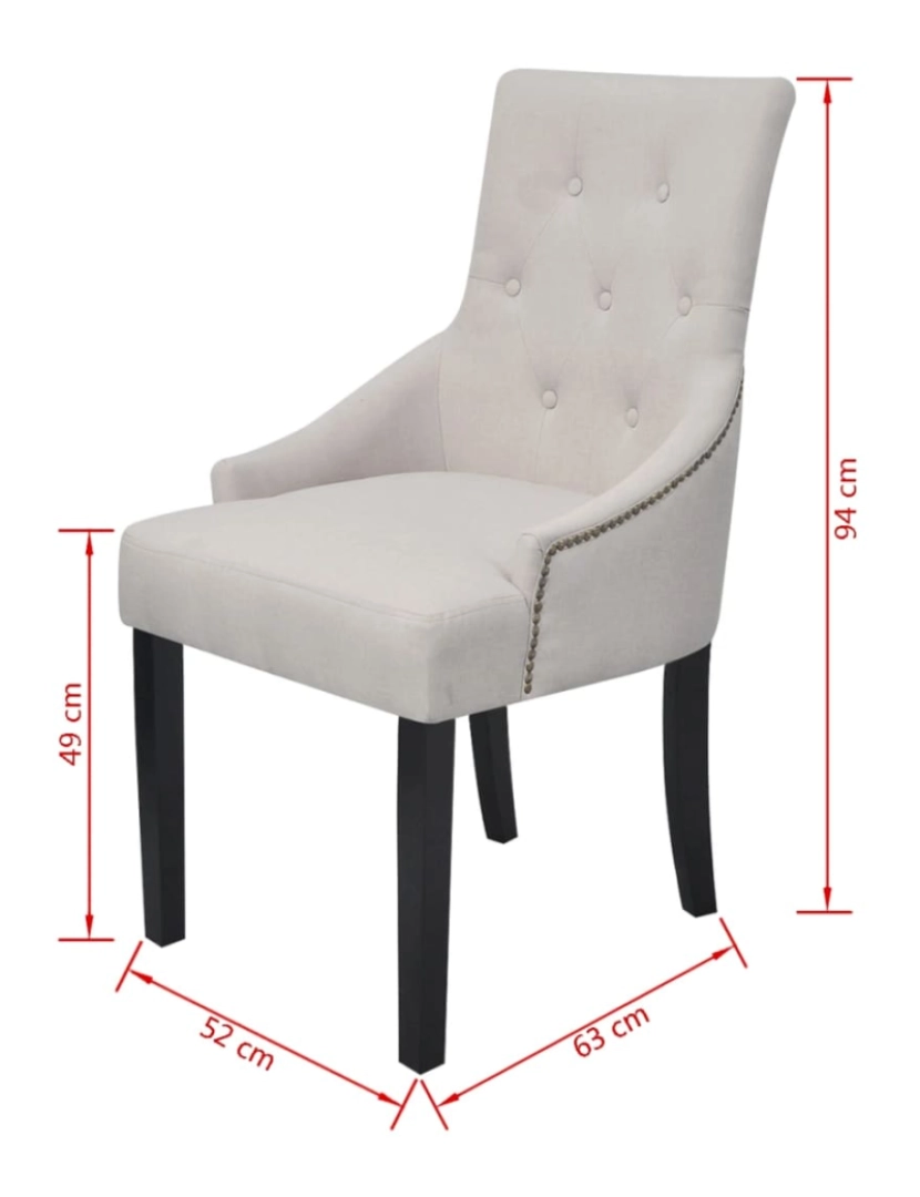 imagem de vidaXL Cadeiras de jantar 4 pcs tecido cinzento creme8