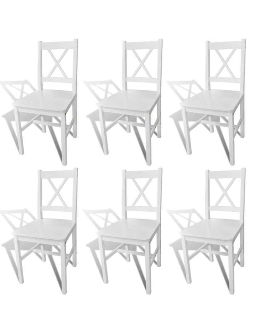 imagem de vidaXL Cadeiras de jantar 6 pcs madeira de pinho branco1