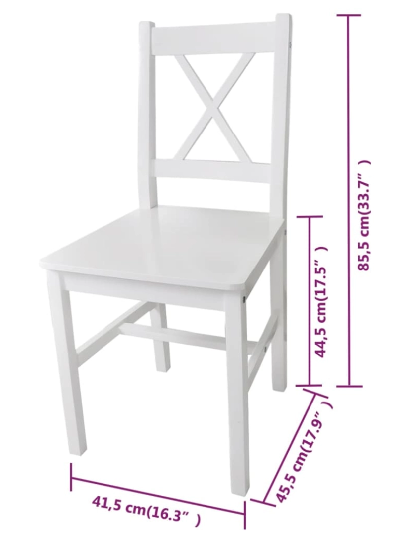 imagem de vidaXL Cadeiras de jantar 6 pcs madeira de pinho branco6