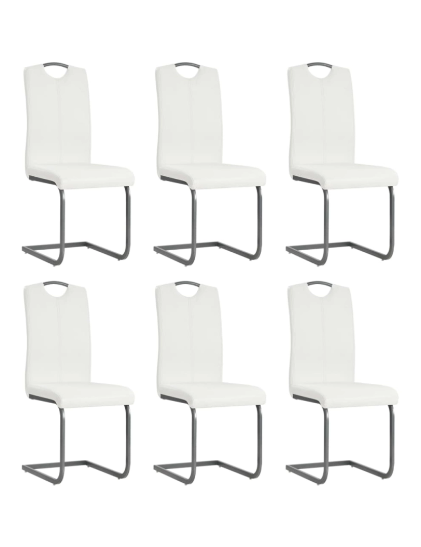 imagem de vidaXL Cadeiras de jantar cantilever 6 pcs couro artificial branco1