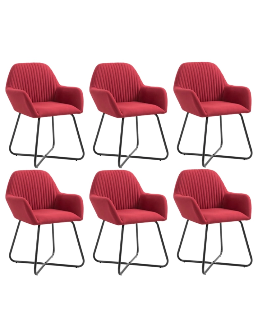 Vidaxl - vidaXL Cadeiras de jantar 6 pcs tecido vermelho-tinto