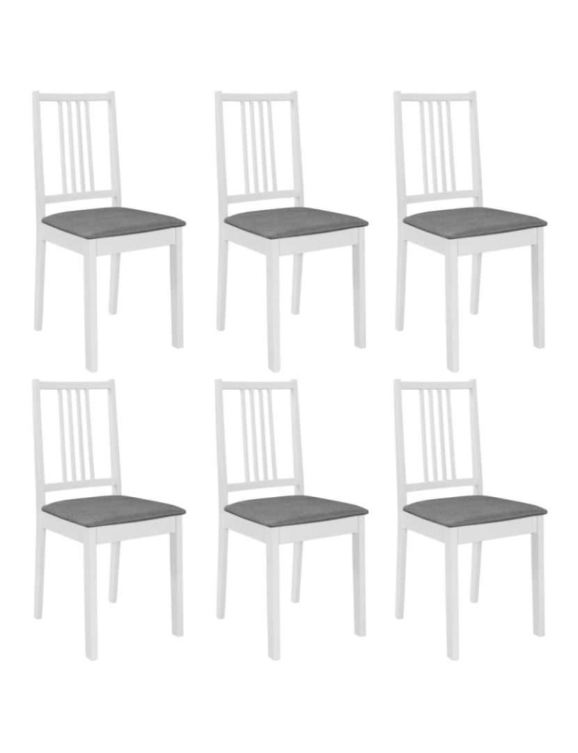 Vidaxl - vidaXL Cadeiras de jantar com almofadões 6 pcs madeira maciça branco