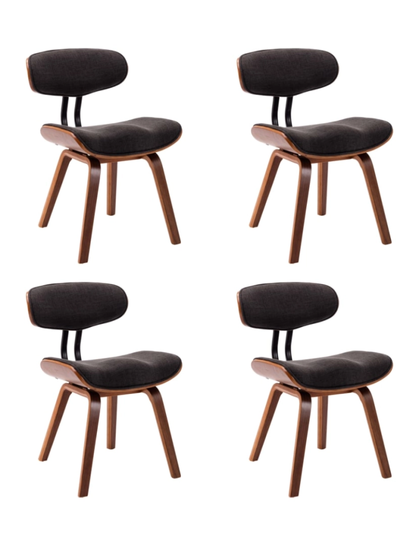 imagem de vidaXL Cadeiras jantar 4 pcs madeira curvada e tecido cinzento1