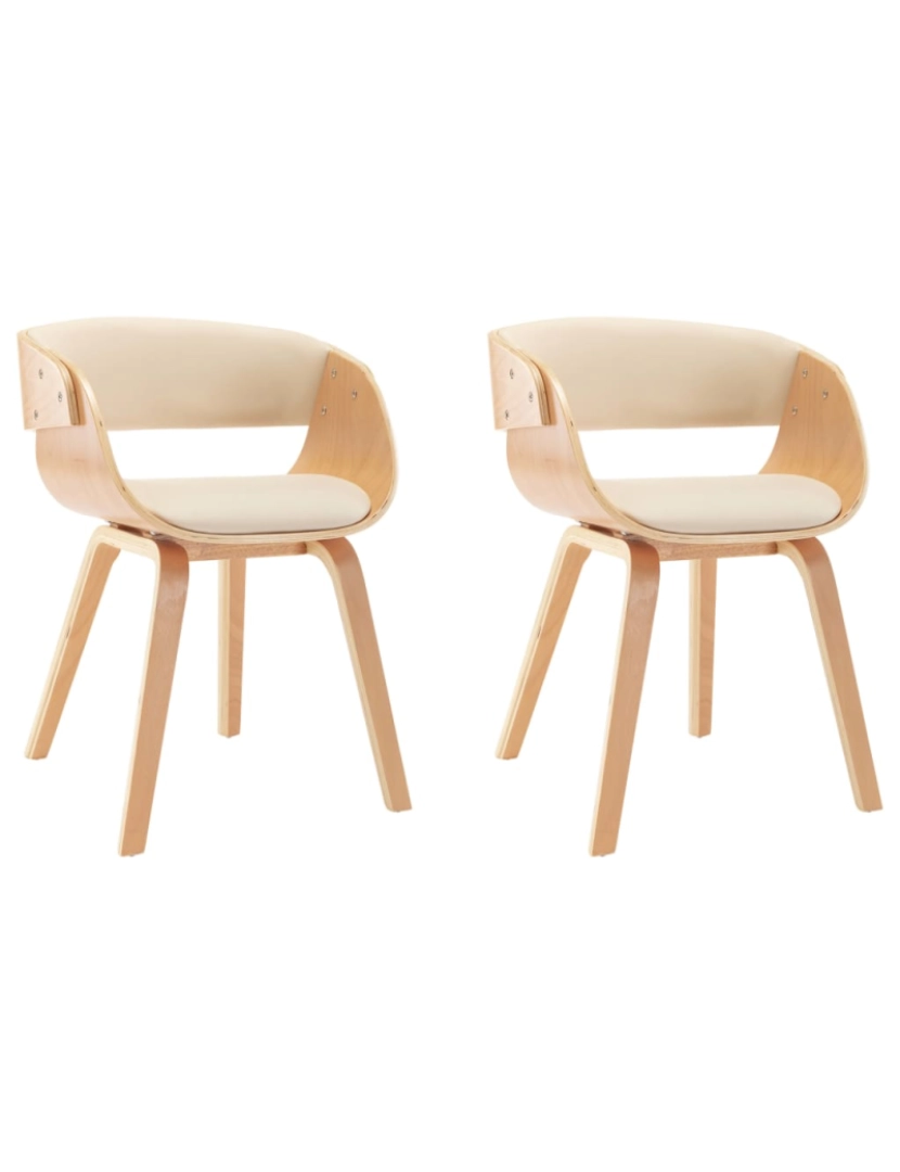 imagem de vidaXL Cadeiras jantar 2 pcs madeira curvada e couro artificial creme1