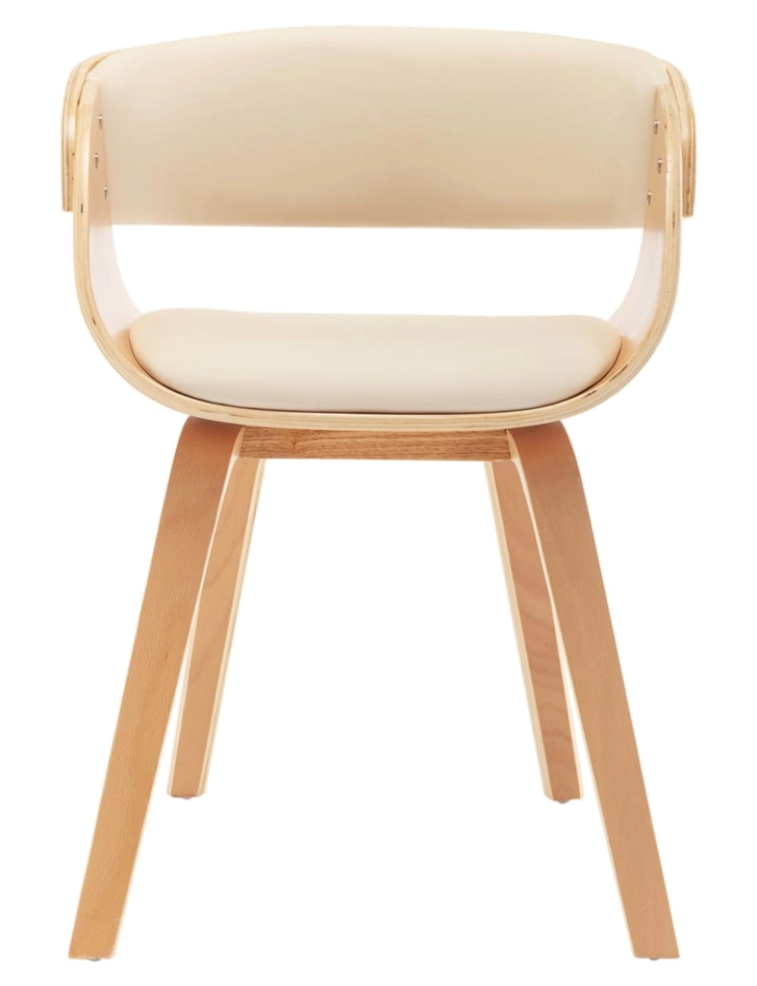imagem de vidaXL Cadeiras jantar 2 pcs madeira curvada e couro artificial creme4