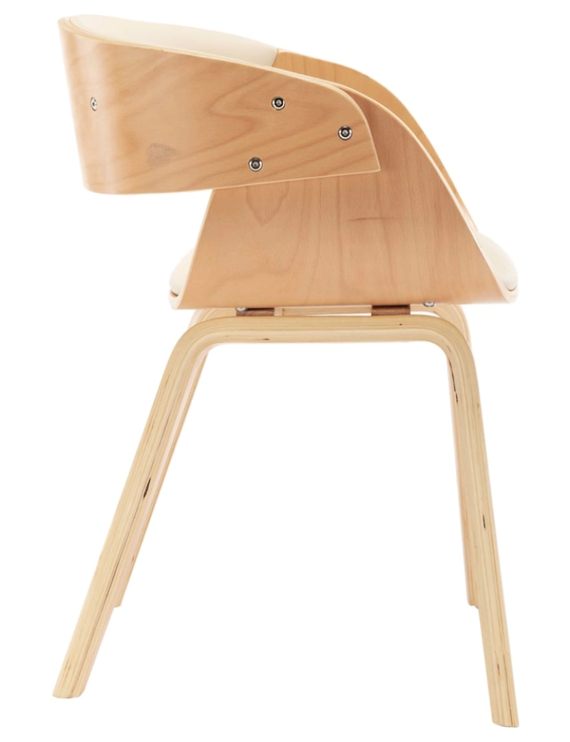 imagem de vidaXL Cadeiras jantar 2 pcs madeira curvada e couro artificial creme5
