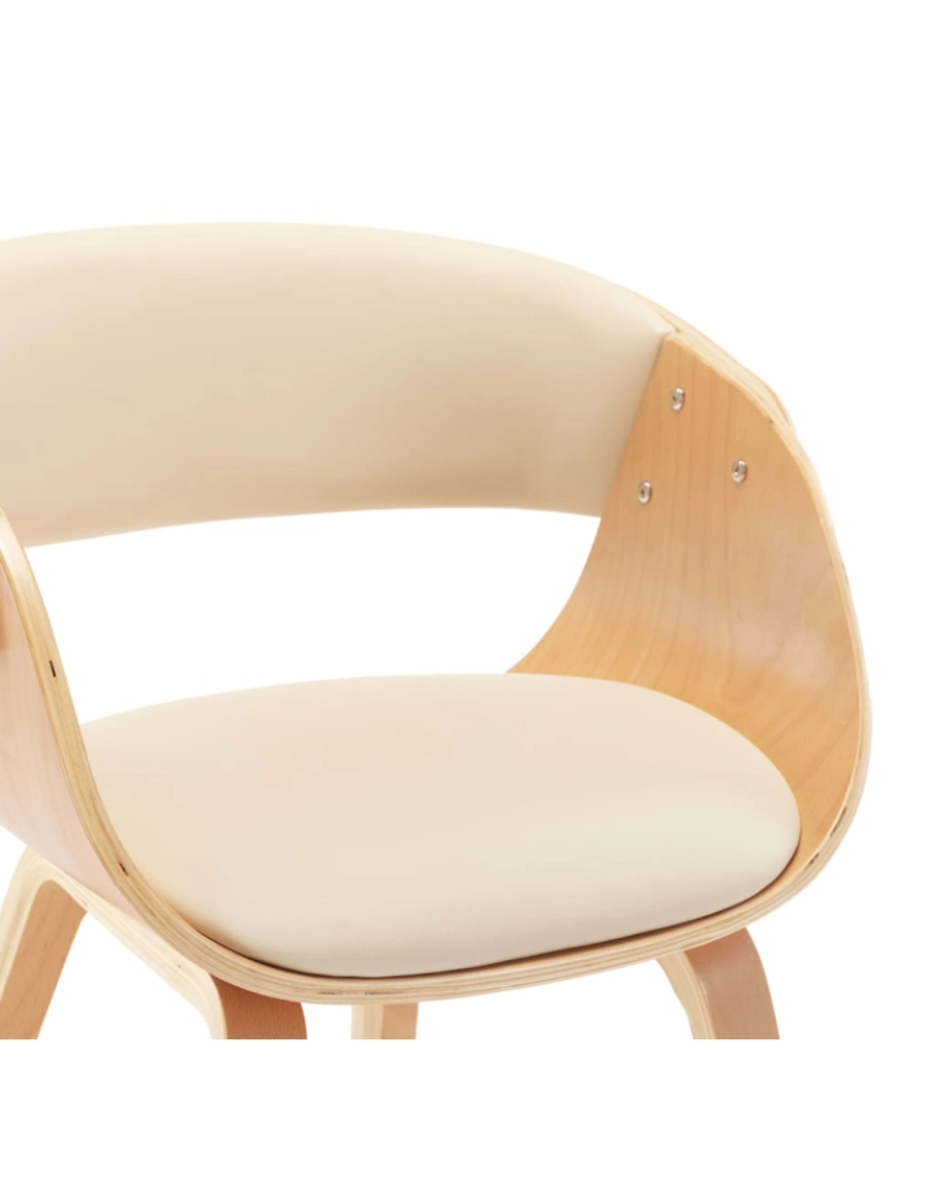 imagem de vidaXL Cadeiras jantar 2 pcs madeira curvada e couro artificial creme7