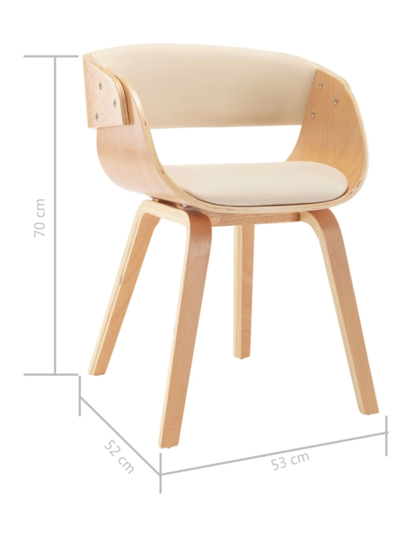 imagem de vidaXL Cadeiras jantar 2 pcs madeira curvada e couro artificial creme8