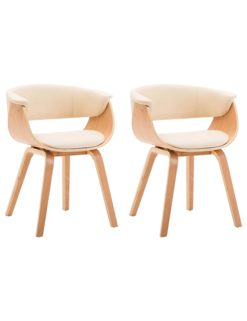 Vidaxl - vidaXL Cadeiras jantar 2 pcs madeira curvada e couro artificial creme