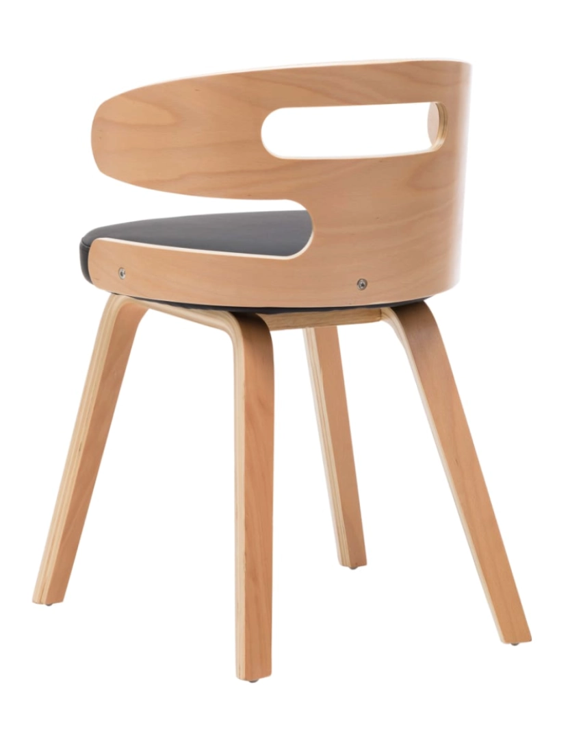 imagem de vidaXL Cadeiras jantar 6 pcs madeira curvada e couro artificial preto5