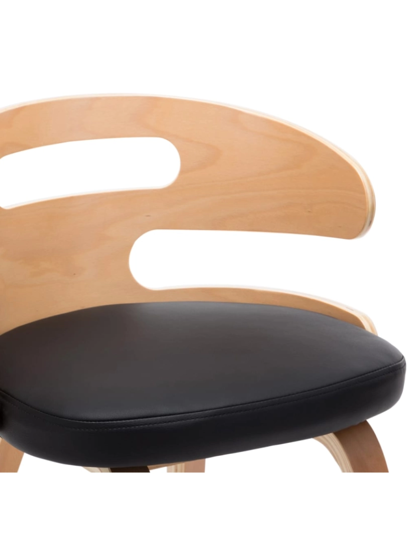 imagem de vidaXL Cadeiras jantar 6 pcs madeira curvada e couro artificial preto7