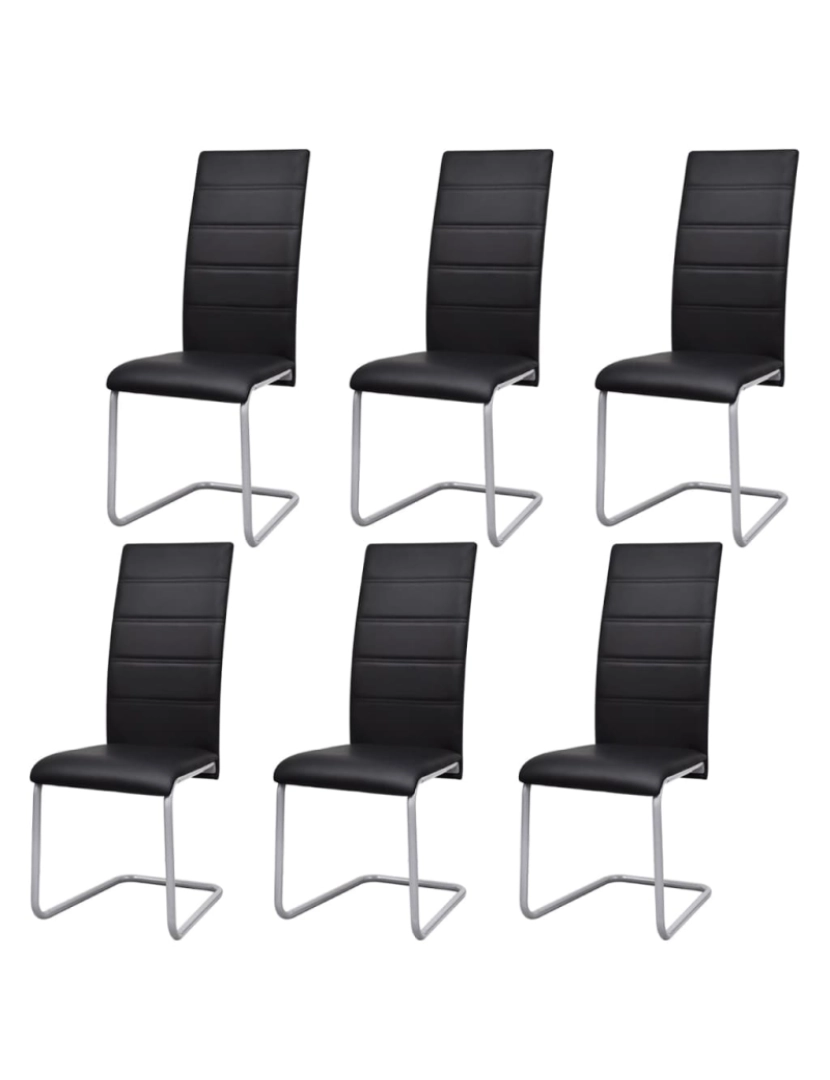 Vidaxl - vidaXL Cadeiras de jantar cantilever 6 pcs couro artificial preto