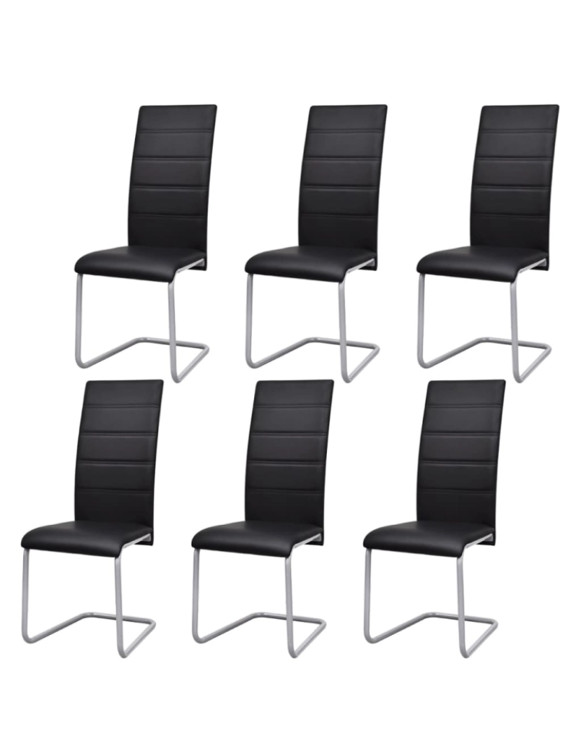 imagem de vidaXL Cadeiras de jantar cantilever 6 pcs couro artificial preto2